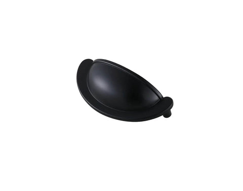 Matte Black Zinc Alloy Cup Bar Pulls Set Of 10 Heavy Duty Kitchen Cabinet Hardware Rust Resistant Indoor Drawer Knobs With Mounting Screws Top Notch Slick Finish Go To Kitchen Remodel Upgrade, single cup handle side view.