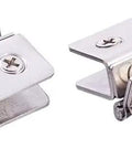 Top Shelf Adjustable Double Clamp Hinges For Frameless Shower Glass Doors Heavy Duty Stainless Steel Silver Finish clean design