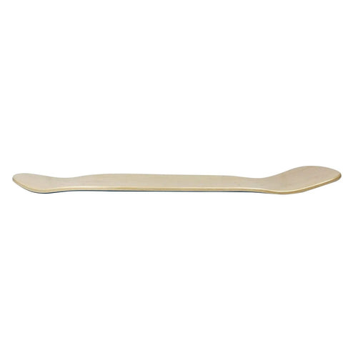 Side view of Old School 10x30 Blank Skateboard Deck with Classic Fish Shape and Modern Concave Large Kicktail Scooped Nose Grip Included