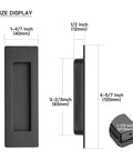 Size details of 4 Pack Black Sliding Closet Door Pulls Flush Recessed Finger Pulls 4.72 Inch Length Square Cabinet Pulls