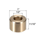 Self Lubricating Bronze Bearing Sleeve Built Tough For Heavy Duty Use One Half Inch Bore One Inch Outer Diameter Eleven Sixteenths Inch Length Sintered Bushing