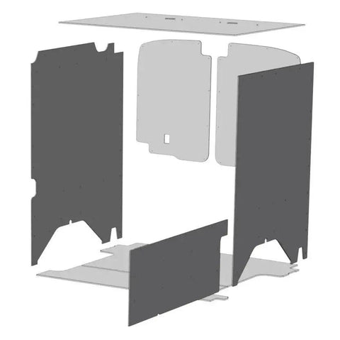 Straight Up Durable Van Wall Panel With Heavy Duty Insulated Polypropylene Foam And Foil Backing In Matte Gray showing individual panel pieces.