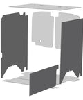 Straight Up Durable Van Wall Panel With Heavy Duty Insulated Polypropylene Foam And Foil Backing In Matte Gray, disassembled view.