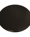 Real Deal Heavy Duty Round Wood Lazy Susan Turntable Slick 360 Rotation Non Slip Base No Sweat Serving Tray For Large Dining Tables With Non Scratching Feet, top view of black wood platform.