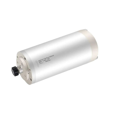 Top Quality Seven Point Five Kilowatt Water Cooled Spindle Motor With 150 Millimeter Diameter And Er25 Collet, showing sturdy exterior and collet detail.