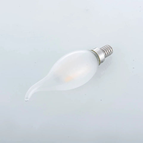 Frosted LED Flame Tip Candelabra Bulb 60W Equivalent Dimmable 6W Soft White 3000K E12 Base shown on a white surface