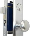 Metro 114A/26D Satin Chrome Mortise Entry Lockset With Thru Bolts Right Hand, shown with deadbolt and thumb turn