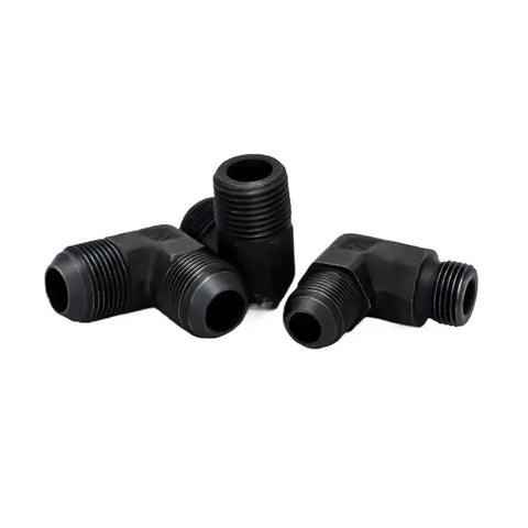Heavy Duty Carbon Steel D Type Elbow Male Ball Joint Hydraulic Oil Pipe Fitting Forged Right Angle Connector Solid Build Garage Shop Top Shelf Fluid Line Replacement Parts Legit and built to last hard enough for your next big fix up job, black