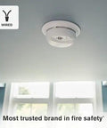 No Fuss Interconnected Smoke Alarm With Hardwired Power And 10 Year Battery Backup 3 Pack SMI105-AC mounted on ceiling