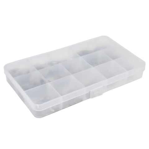 Plastic storage box for Stainless Steel Retaining Ring Kit 400 Pcs Assortment 1.5mm To 15mm For Bearings Gears Pulleys Axles Transmission Shafts