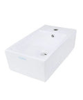 Rectangular White Ceramic Vessel Sink For Countertop Install With RenoGloss Finish, Overflow, 17.85 Inch Wide By 9.44 Inch Deep, Vitreous China Slick Modern Bathroom Vessel Sink, 5.5 Inch Height, Single Hole Faucet Ready, Drain And P Trap Not Included