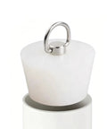 Silicone Drain Stopper with Pull Ring, Bathtub Drain Stoppers featuring a flexible white silicone design and stainless steel ring.
