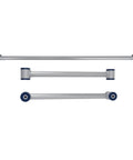 Rear Control Arm And Track Bar Kit For F-Body Camaro And Firebird 1982 To 2002 With Upgraded Polyurethane Bushings Heavy Duty Steel Construction Boosted Handling And Street Performance, three silver arms