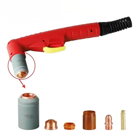 Durable PC0102 Outside Nozzle Shield Retaining Cap For P141 A141 And LT141 LTM141-A Plasma Cutting Torches close-up with various accessories.