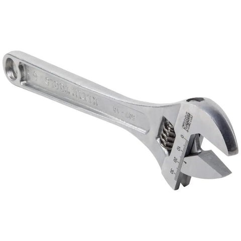 10 Inch Adjustable Wrench With Extra Capacity Jaw Forged Alloy Steel, High Polish Chrome Finish, Lightweight Yet Heavy Duty, Angled View