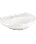 Ravenna Pedestal Sink Basin With 8 Inch Center Faucet Spacing No Towel Bar White Modern Bathroom Lavatory Fixture