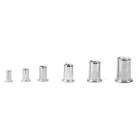 Rivet Nut Set 150 Pcs Stainless Steel 304 M3 To M10 Fastening Hardware Kit in six sizes displayed in a row