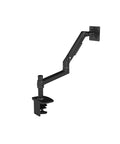 Slick Aluminum Desktop Clamp Monitor Mount For 17 To 32 Inch Screens With Smooth Full Motion Spring Arm and adjustable arm for optimal positioning.
