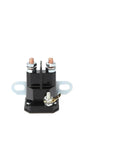 Heavy Duty 12V Starter Relay For Lawn Mowers And Tractors, shown with two copper terminals and black plastic housing.