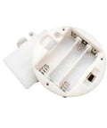 Two Pack Chassis Mount Battery Holder For Three Aaa Cells Delivering Reliable 4.5V Output With Toggle Switch And Attached Leads Round Plastic Case showing interior battery slots and toggle switch.