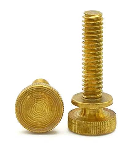 Knurled Head Thumb Screws, Solid Brass, Dope Quality, Ten By Twenty Four Threads Per Inch, Right Hand Thread, One Inch Length