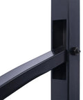 Close-up of the Rock Solid Wrought Iron Handrail For Outdoor Steps, showing the matte black finish and bracket installation detail.