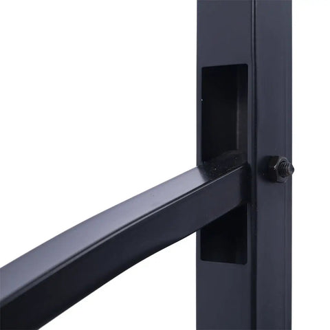 Close-up of the Rock Solid Wrought Iron Handrail For Outdoor Steps, showing the matte black finish and bracket installation detail.