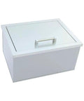Pro-Level 23X17 Drop-In Stainless Steel Ice Chest With Rock-Solid Dual-Wall Insulation, polished handle top view.