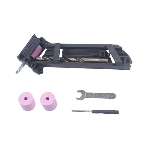 Portable Drill Bit Sharpener With Adjustable Angle Jig For quick revival of dull bits and tool accessories included.