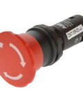 Compact 30 mm mushroom push button switch, twist-release, 2 NC contacts, red indicator, 300 VAC 5 A, fingersafe screw terminals, IP20/IP66/67/69K