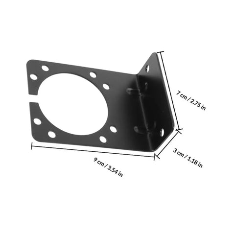 2 Pack Pin Trailer Wiring Connector Mounting Brackets For 7 Way RV Socket And Vehicle Trailer Plug, Heavy Duty Iron Mounts With Easy Install No Fuss, Rock Solid Power Transmission, Compatible For Secure Towing, black iron bracket 9 x 7 x 3 cm