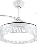 42 Inch Modern Ceiling Fan With Light Retractable Blades LED Lighting showcasing extended blades in white finish.