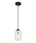 Modern Black Farmhouse Pendant Light With Glass Shade Industrial Style Hanging Light Fixture
