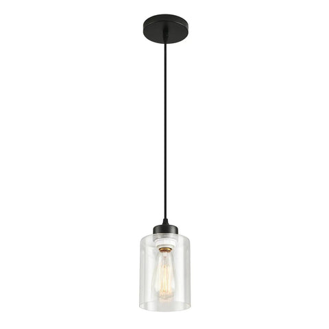 Modern Black Farmhouse Pendant Light With Glass Shade Industrial Style Hanging Light Fixture