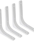 Rock Solid White Heavy Duty L Brackets For Wall Shelves 8 By 6 Inch Thick Steel Shelf Support with four white brackets