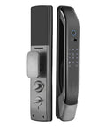 Built Different Fingerprint Smart Door Lock With Keyless Biometric Entry Auto Lock And Dead Secure Anti Theft Alarm, sleek black design with keypad.