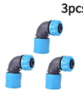 One Half Inch Garden Water Connector Quick Connect Fittings Set For Hoses And Irrigation Elbow Joints Durable Pipe Adapters For Faucets And Hoses No Fuss Easy Snap On Fits One Half Inch And Three Quarter Inch 3 Pack, 3 blue elbow fittings