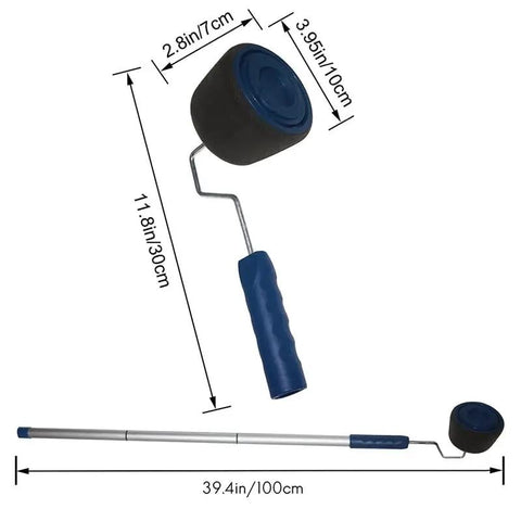 Score A Pro Finish On Walls With This 8 Piece Multifunctional Paint Roller Corner Brush Kit featuring a blue roller and grippy handle.