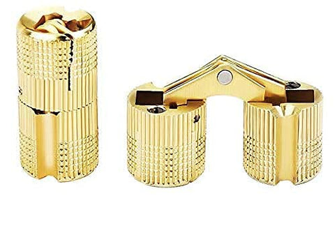 10 Pack 10mm Invisible Brass Barrel Hinges Hidden Concealed Furniture Hinges With 180 Degree Opening, front view.