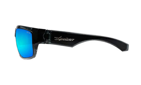 Wraparound Safety Shades With Polarized Ice Blue Mirrored Lenses And Plush Foam Seals For A Non Slip Comfort Fit side view