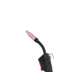 MIG welding torch with Ceramic Nozzle Set for MB15 and 15AK, gasless flux core ready, showing mounted ceramic nozzle tip.