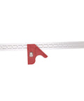 Premium Adjustable Woodworking Caliper And Straight Ruler With No Sweat Grip For Fast Angle Reading And Crisp Layout Or Bevel Marking On All Your Weekend Shop Projects featuring a red handle and clear scale.