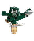 Top Shelf Three Pack Heavy Duty Zinc Impact Sprinkler Heads For Outdoor Yard Watering Featuring Smooth Adjustable Spray Arcs Up To Eighty Feet Wide, detailed view of spray mechanism.