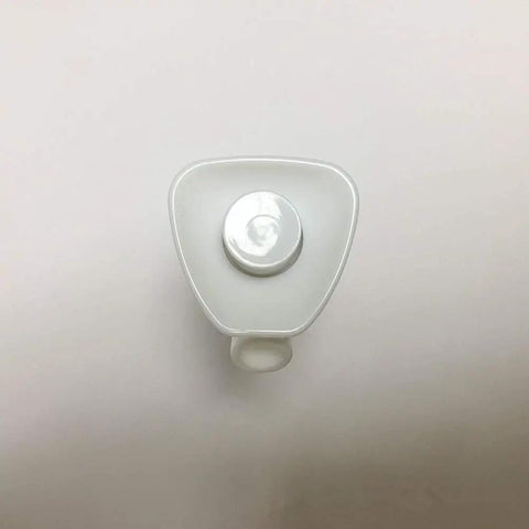 Top view of Push Button Water Cooler Spigot Replacement Kit For Rubbermaid Gott Coolers with white button and spout