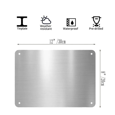 Aluminum Warning Sign 8x12 Inch Caution Plate For Office Use No Nonsense High Definition Waterproof Ink Dual Purpose Retro Wall Decor Recycle Paper And Cardboard Symbol Durable Metal Notice 20x30 Cm, blank silver tinplate with pre-drilled holes