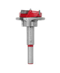 Concealed hinge jig drill bit, tungsten carbide, red accents, adjustable 15–35 mm with depth gauge