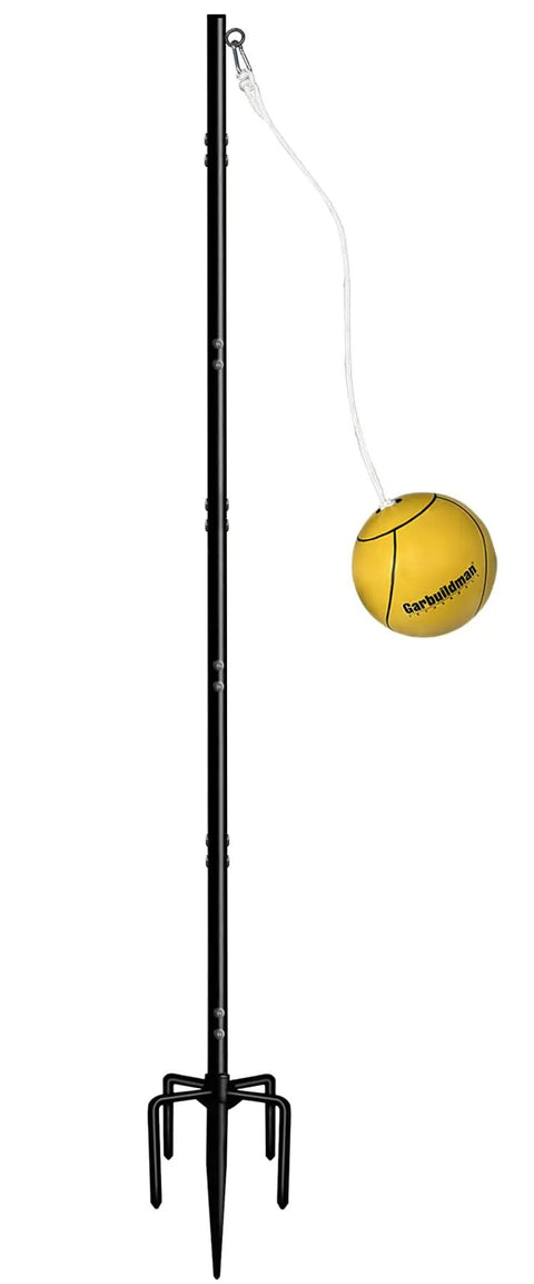 Tetherball Set With Ball And Rope For Outdoor Backyard Play Adjustable Tether Ball Pole With Screw Reinforcement 5 Prong Base