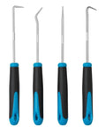 4-piece hook and pick automotive tool set with blue and black handles