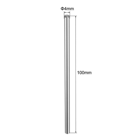 Side view of Two Pack 4mm By 100mm Linear Motion Rod Guide Shaft, Case Hardened Chrome Plated Steel for CNC and 3D printers.