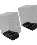 Tilted Wedge Desktop Speaker Stands Pair for Small Speakers, Dope Anti-Vibration Design, 15 Degree Tilt, black thermoplastic rubber